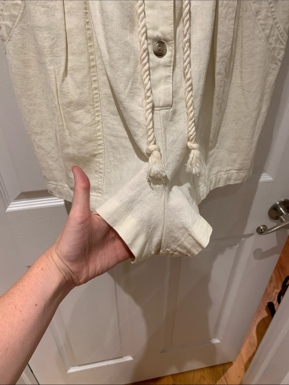 Universal Thread Cream Short-Sleeve Drawstring Romper - Picture 8 of 14